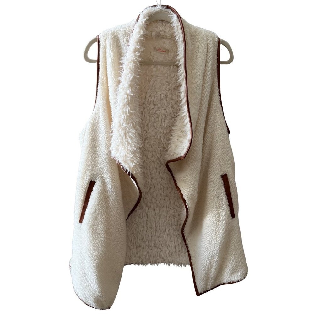 Rosette Faux Shearling Sherpa‎ Vest - Size M